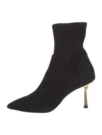 Pre-owned Stuart Weitzman Suede Sock Boots In Black