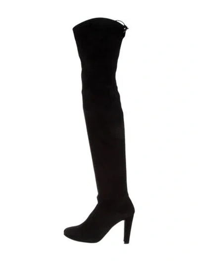 Pre-owned Stuart Weitzman Suede Sock Boots In Black