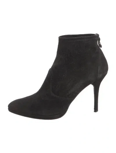 Pre-owned Stuart Weitzman Suede Sock Boots In Black