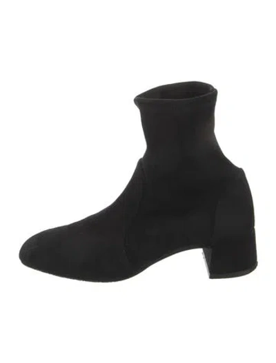 Pre-owned Stuart Weitzman Suede Sock Boots In Black