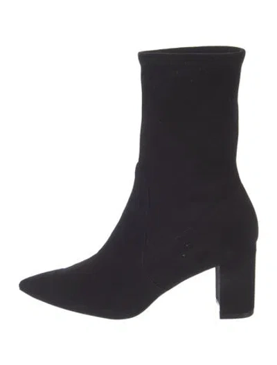 Pre-owned Stuart Weitzman Suede Sock Boots In Black