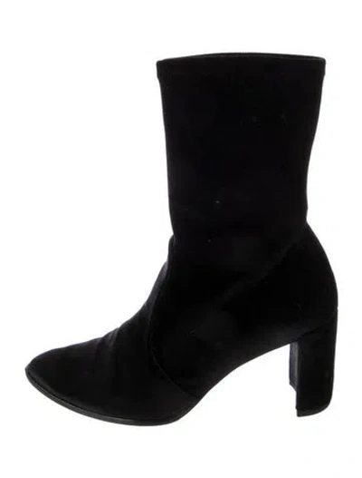 Pre-owned Stuart Weitzman Suede Sock Boots In Black