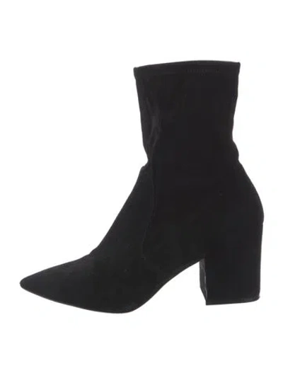 Pre-owned Stuart Weitzman Suede Sock Boots In Black