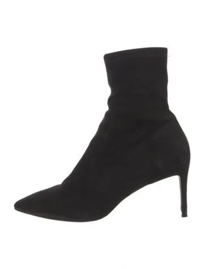 Pre-owned Stuart Weitzman Suede Sock Boots In Black