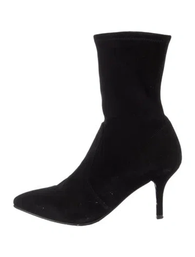 Pre-owned Stuart Weitzman Suede Sock Boots In Black