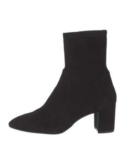 Pre-owned Stuart Weitzman Suede Sock Boots In Black