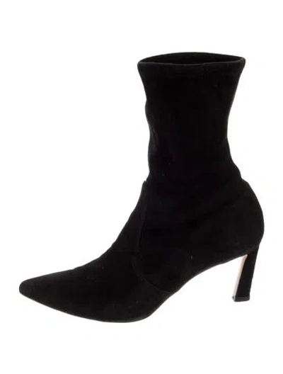 Pre-owned Stuart Weitzman Suede Sock Boots In Black