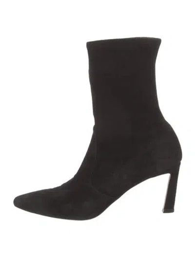 Pre-owned Stuart Weitzman Suede Sock Boots In Black