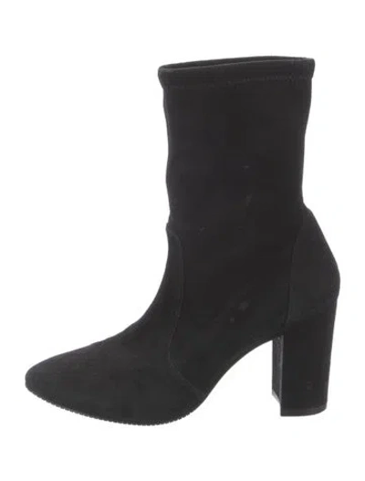 Pre-owned Stuart Weitzman Suede Sock Boots In Black