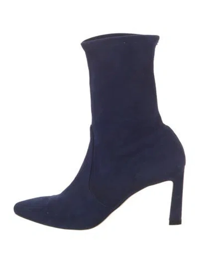 Pre-owned Stuart Weitzman Suede Sock Boots In Blue