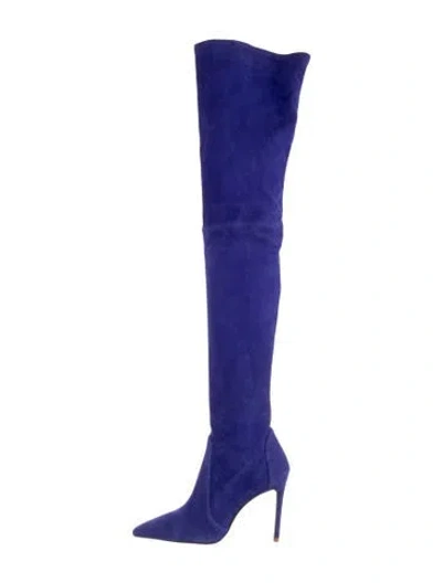Pre-owned Stuart Weitzman Suede Sock Boots In Blue