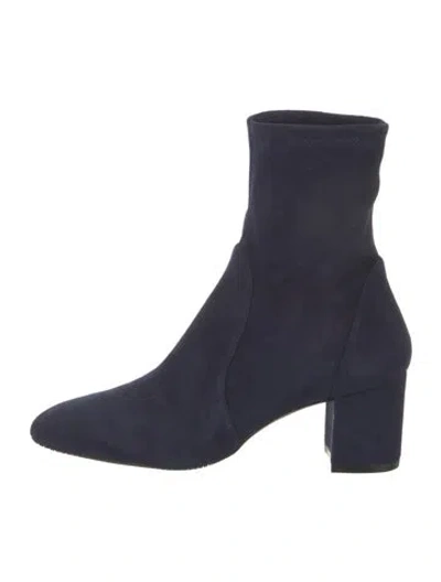 Pre-owned Stuart Weitzman Suede Sock Boots In Blue