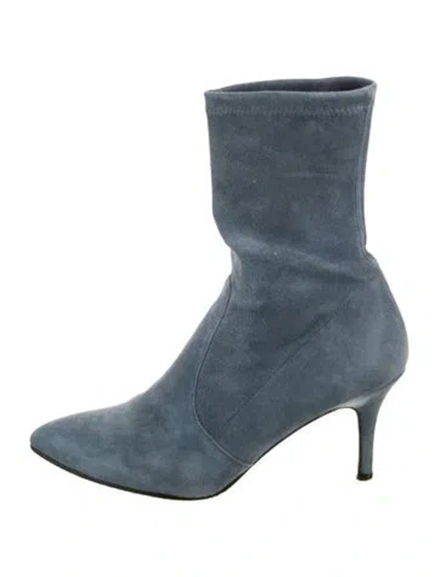 Pre-owned Stuart Weitzman Suede Sock Boots In Blue