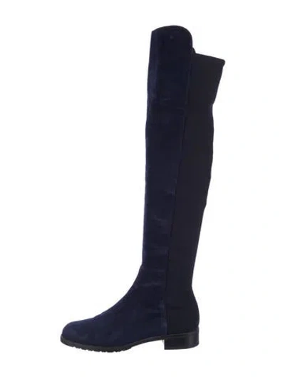 Pre-owned Stuart Weitzman Suede Sock Boots In Blue