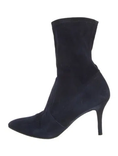 Pre-owned Stuart Weitzman Suede Sock Boots In Blue