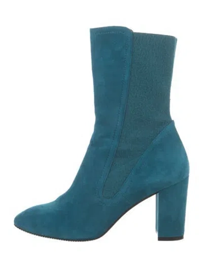Pre-owned Stuart Weitzman Suede Sock Boots In Blue