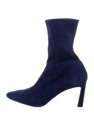 Pre-owned Stuart Weitzman Suede Sock Boots In Blue