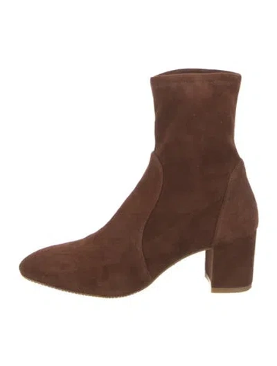 Pre-owned Stuart Weitzman Suede Sock Boots In Brown