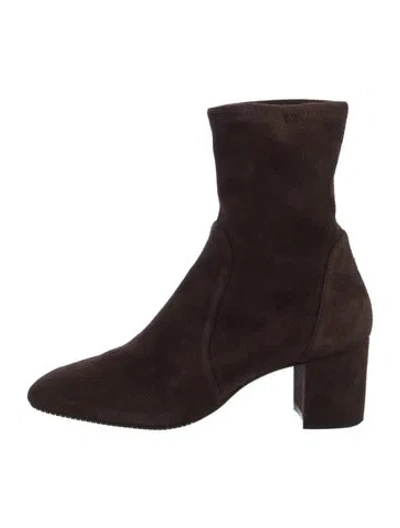 Pre-owned Stuart Weitzman Suede Sock Boots In Brown