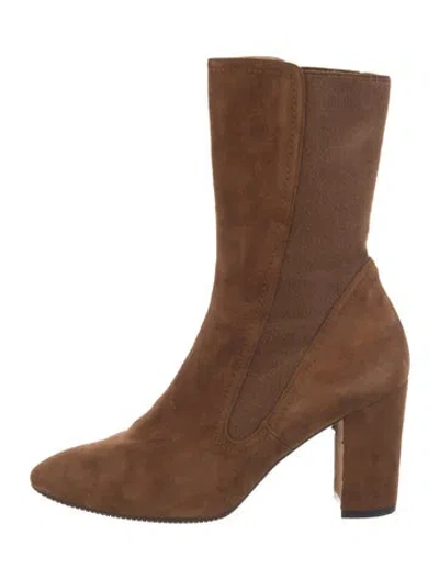 Pre-owned Stuart Weitzman Suede Sock Boots In Brown