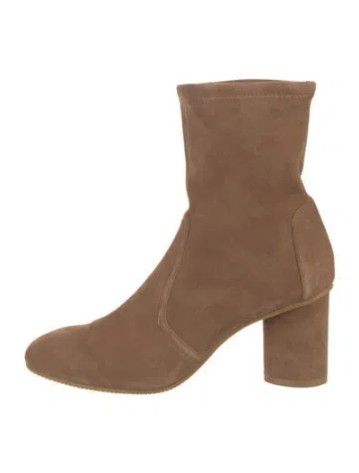 Pre-owned Stuart Weitzman Suede Sock Boots In Brown