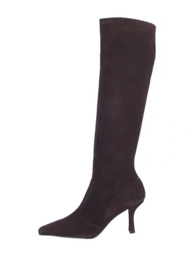Pre-owned Stuart Weitzman Suede Sock Boots In Brown