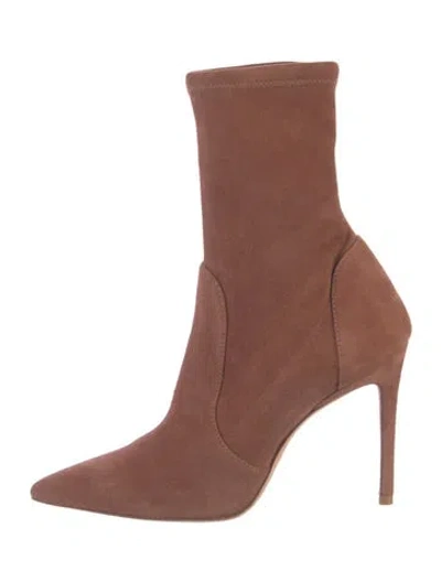 Pre-owned Stuart Weitzman Suede Sock Boots In Brown