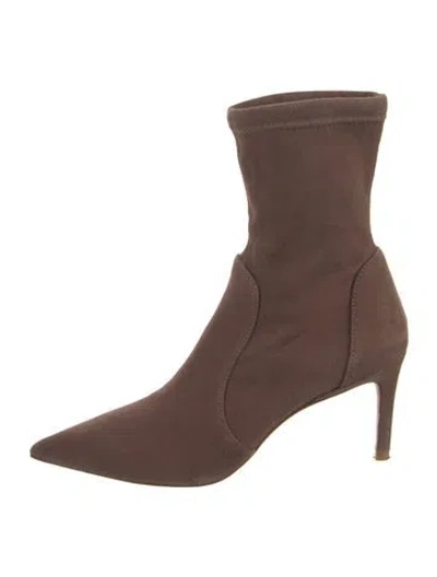 Pre-owned Stuart Weitzman Suede Sock Boots In Brown