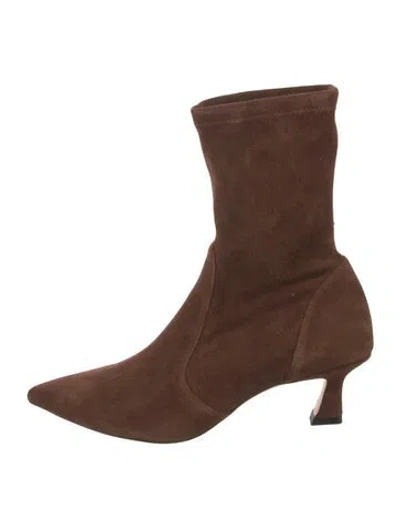 Pre-owned Stuart Weitzman Suede Sock Boots In Brown