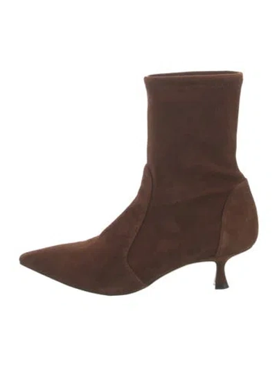 Pre-owned Stuart Weitzman Suede Sock Boots In Brown