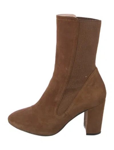 Pre-owned Stuart Weitzman Suede Sock Boots In Brown