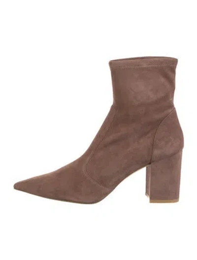 Pre-owned Stuart Weitzman Suede Sock Boots In Brown