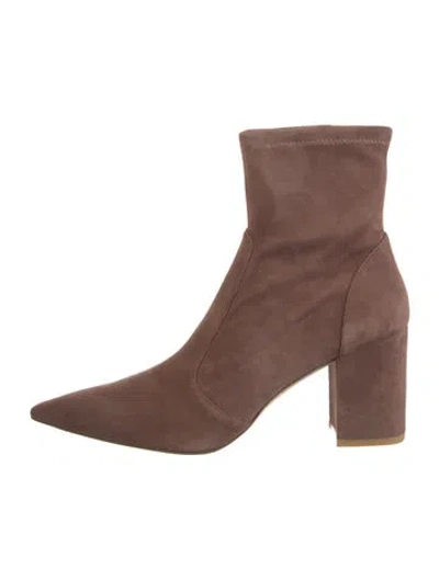 Pre-owned Stuart Weitzman Suede Sock Boots In Brown