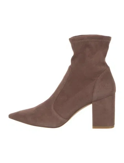 Pre-owned Stuart Weitzman Suede Sock Boots In Brown