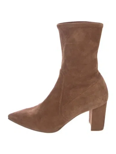 Pre-owned Stuart Weitzman Suede Sock Boots In Brown