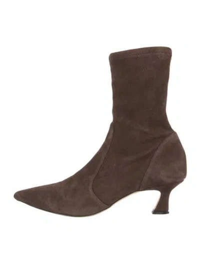 Pre-owned Stuart Weitzman Suede Sock Boots In Brown