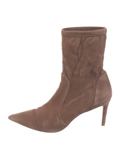 Pre-owned Stuart Weitzman Suede Sock Boots In Brown