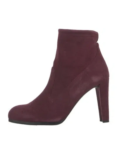 Pre-owned Stuart Weitzman Suede Sock Boots In Burgundy