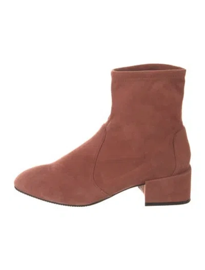 Pre-owned Stuart Weitzman Suede Sock Boots In Burgundy