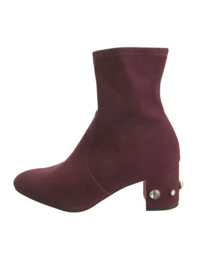 Pre-owned Stuart Weitzman Suede Sock Boots In Burgundy