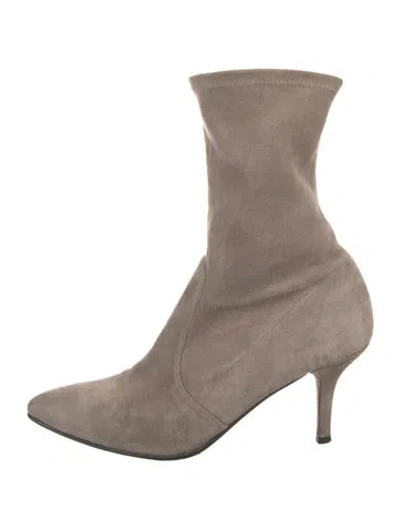 Pre-owned Stuart Weitzman Suede Sock Boots In Gray
