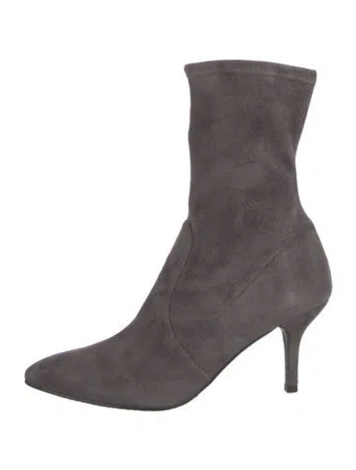 Pre-owned Stuart Weitzman Suede Sock Boots In Gray