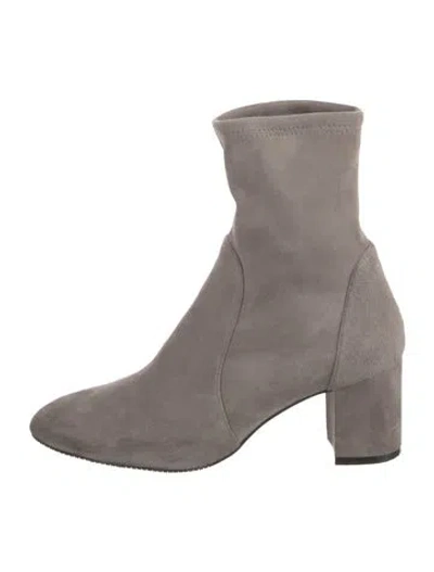 Pre-owned Stuart Weitzman Suede Sock Boots In Gray