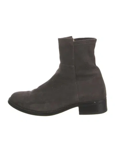 Pre-owned Stuart Weitzman Suede Sock Boots In Gray