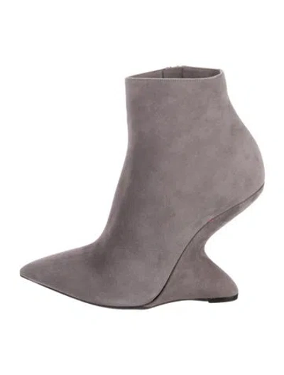 Pre-owned Stuart Weitzman Suede Sock Boots In Gray