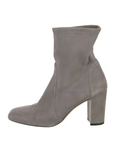Pre-owned Stuart Weitzman Suede Sock Boots In Gray