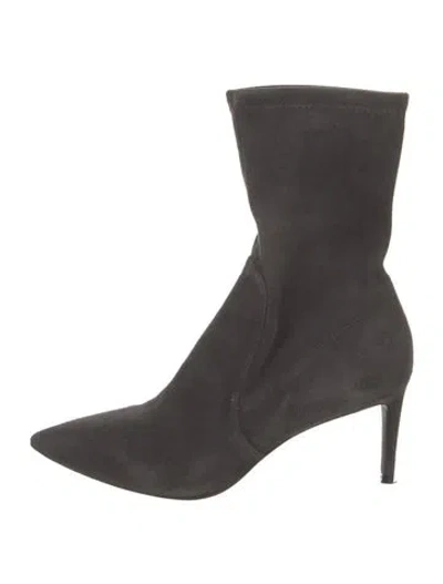 Pre-owned Stuart Weitzman Suede Sock Boots In Gray
