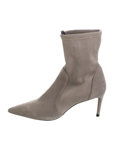 Pre-owned Stuart Weitzman Suede Sock Boots In Gray