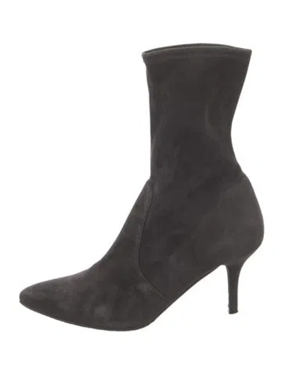 Pre-owned Stuart Weitzman Suede Sock Boots In Gray