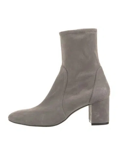 Pre-owned Stuart Weitzman Suede Sock Boots In Gray